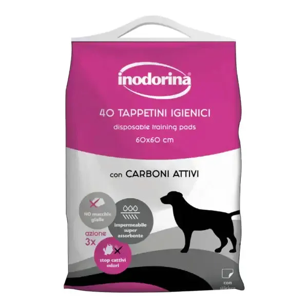 Inodorina Tappetini assorbenti igienici per cani al carbone attivo 40 pezzi 60x60 cm - immagine 1
