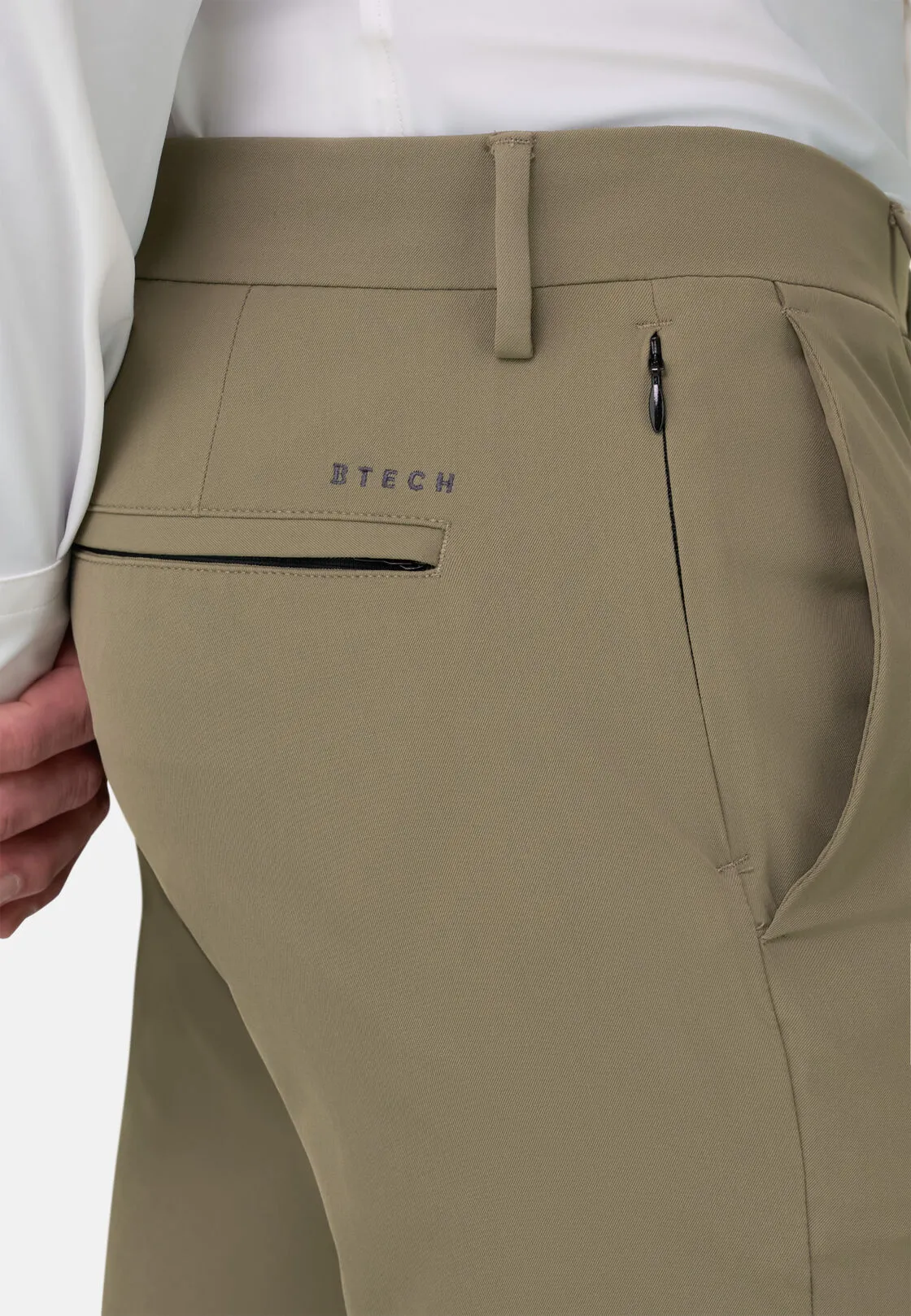 Boggi, Pantaloni In Nylon Elasticizzato Performance Btech, Uomo, Taupe, Taglia: 54 - immagine 3