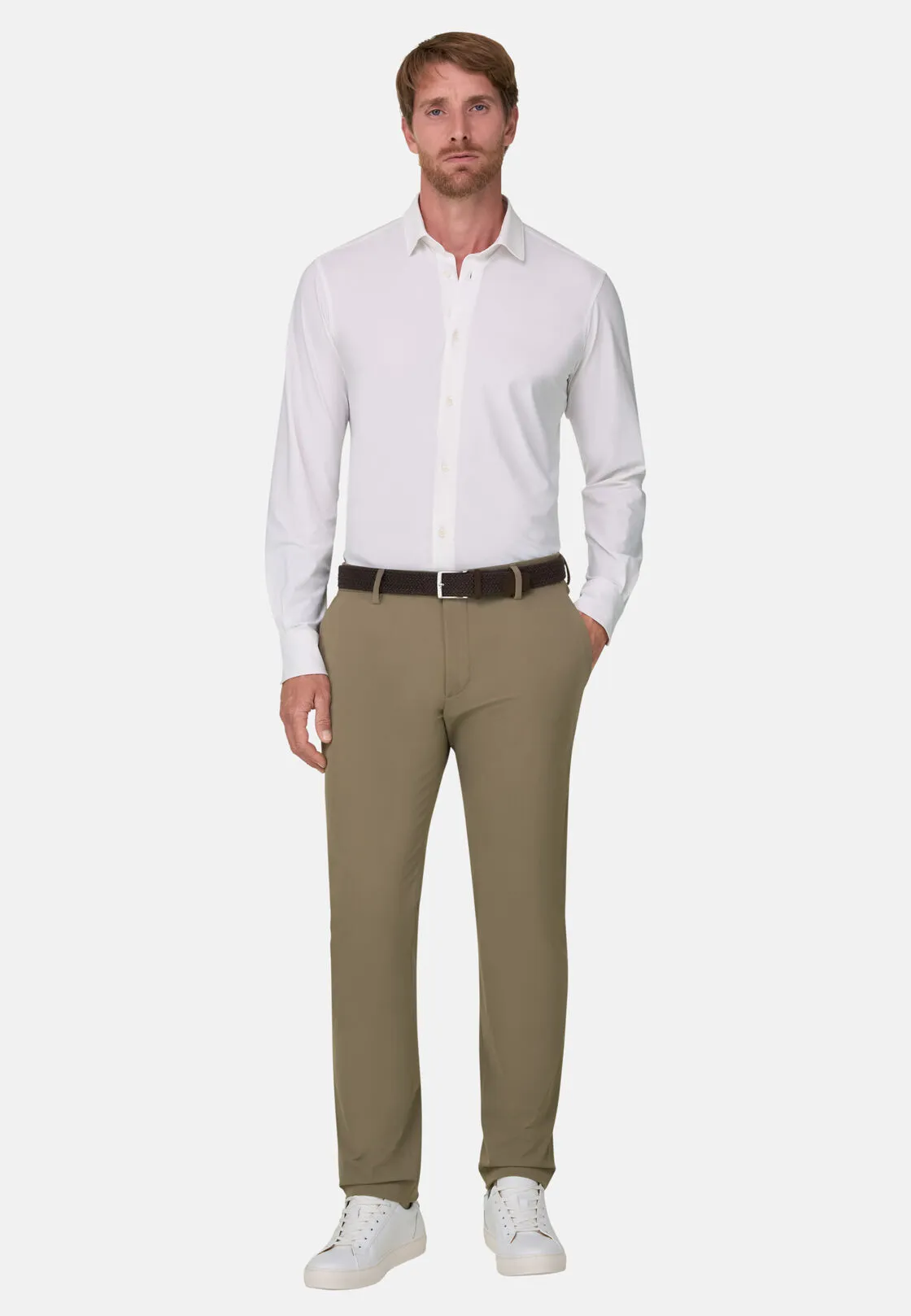 Boggi, Pantaloni In Nylon Elasticizzato Performance Btech, Uomo, Taupe, Taglia: 56 - immagine 2
