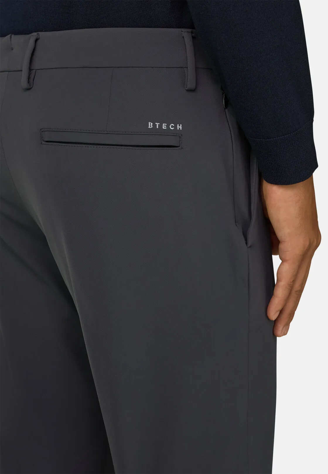 Boggi, Pantaloni In Nylon Elasticizzato Performance Btech, Uomo, Carbone, Taglia: 46 - immagine 3