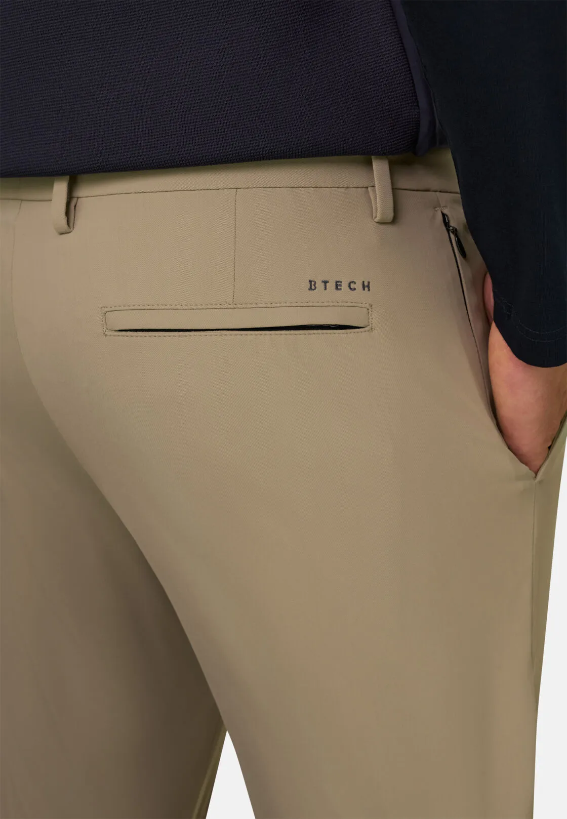 Boggi, Pantaloni In Nylon Elasticizzato Performance Btech, Uomo, Beige, Taglia: 48 - immagine 3