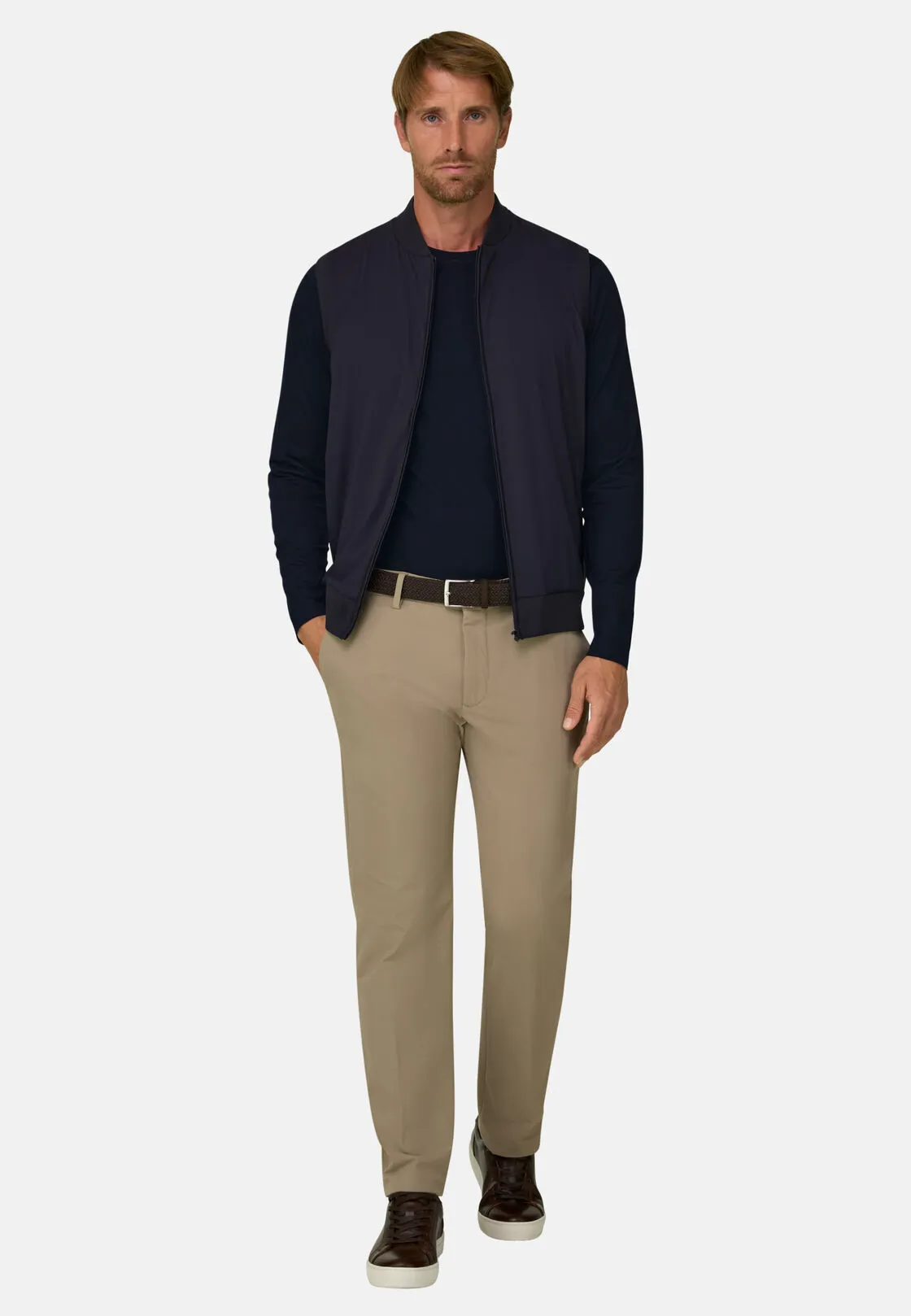 Boggi, Pantaloni In Nylon Elasticizzato Performance Btech, Uomo, Beige, Taglia: 52 - immagine 2