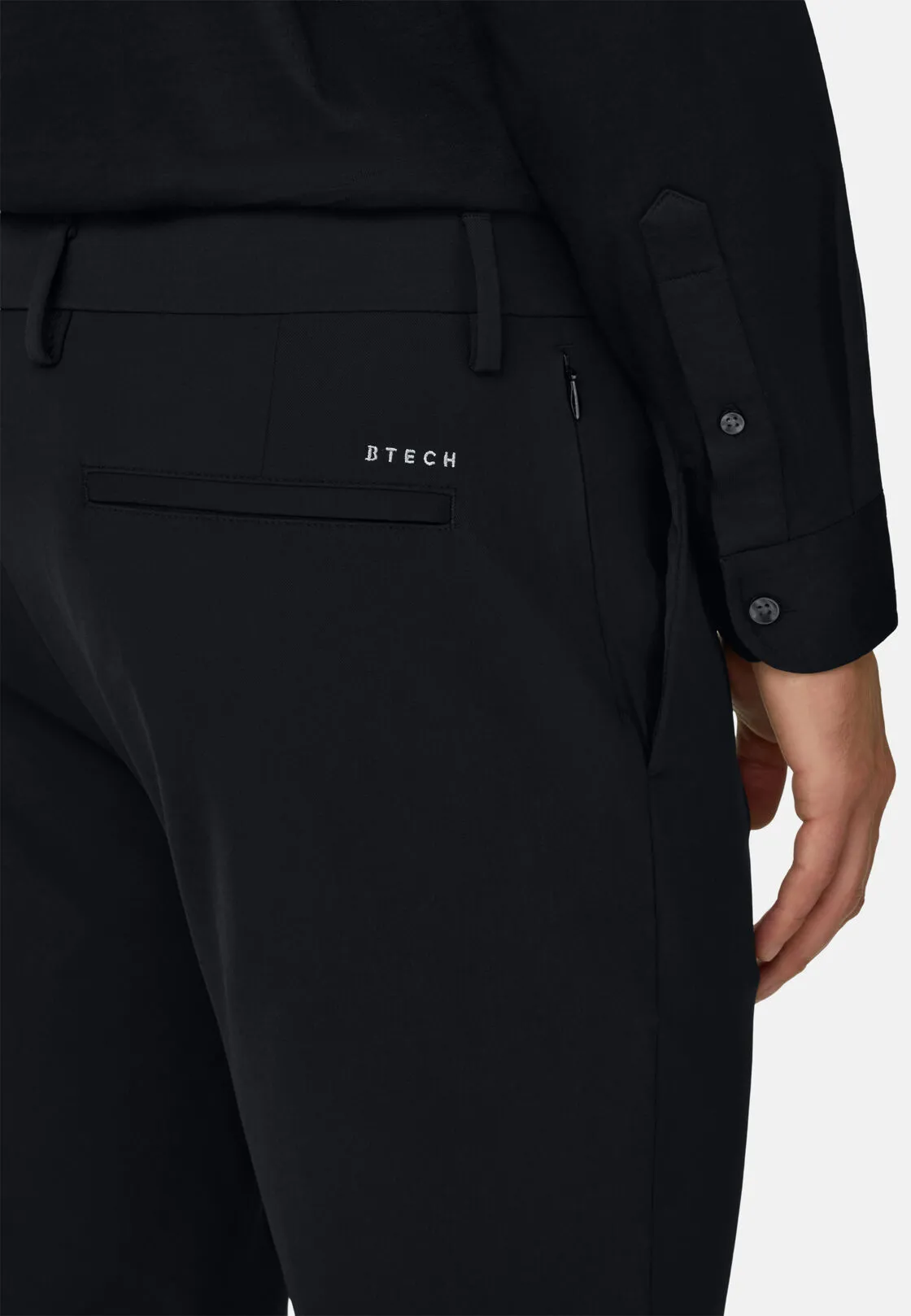 Boggi, Pantaloni In Nylon Elasticizzato Performance Btech, Uomo, Nero, Taglia: 44 - immagine 3