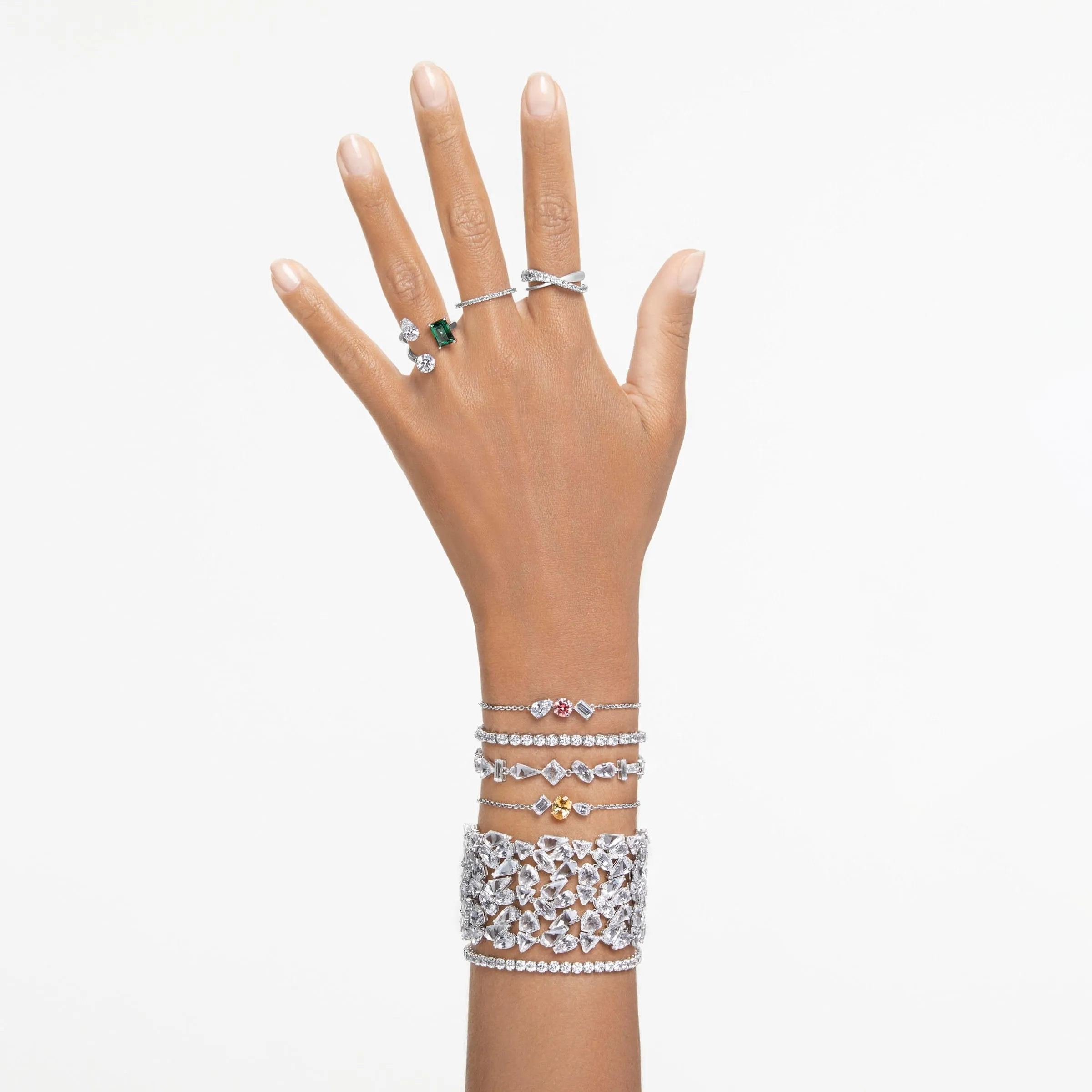 Swarovski Braccialetto Matrix Tennis, Taglio Round, Bianco, Placcato rodio - immagine 7