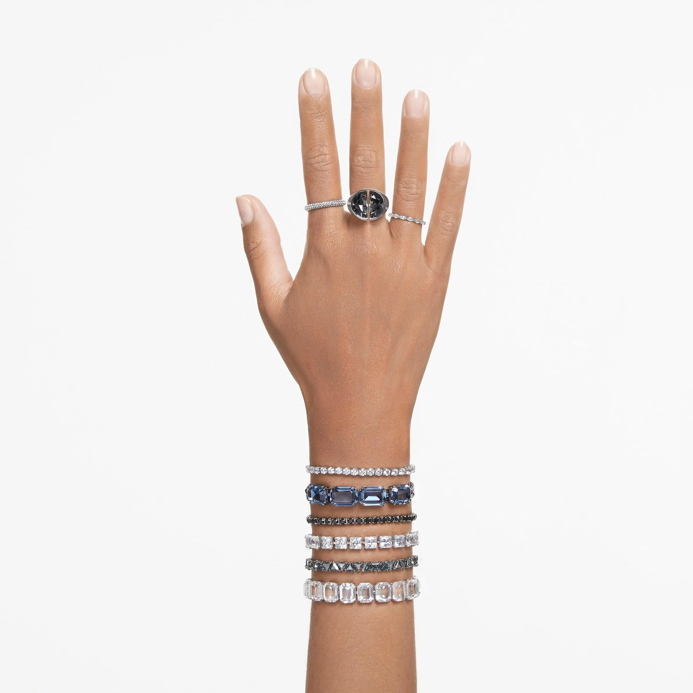 Swarovski Braccialetto Matrix Tennis, Taglio Round, Bianco, Placcato rodio - immagine 8