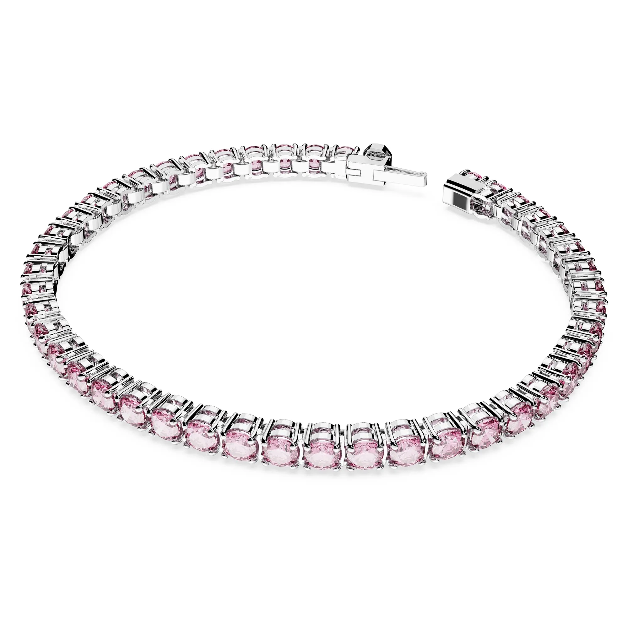 Swarovski Braccialetto Matrix Tennis, Taglio Round, Rosa, Placcato rodio - immagine 2