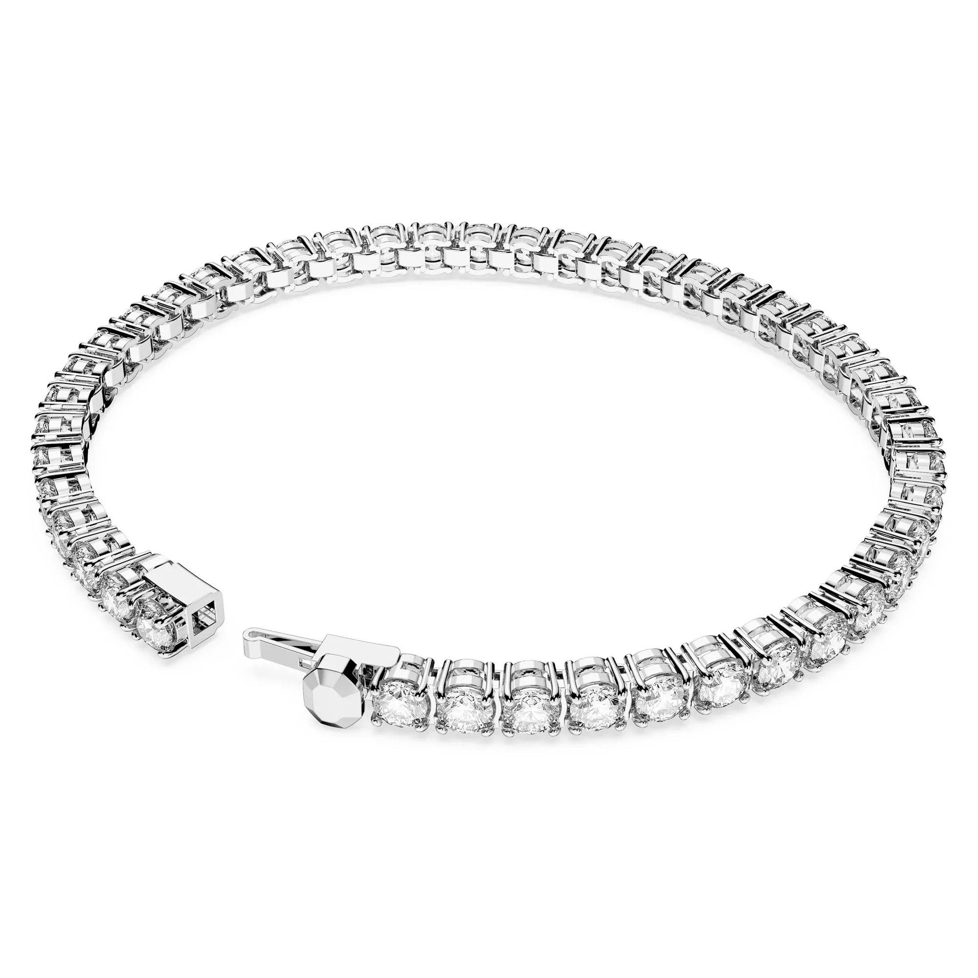 Swarovski Braccialetto Matrix Tennis, Taglio Round, Bianco, Placcato rodio - immagine 4