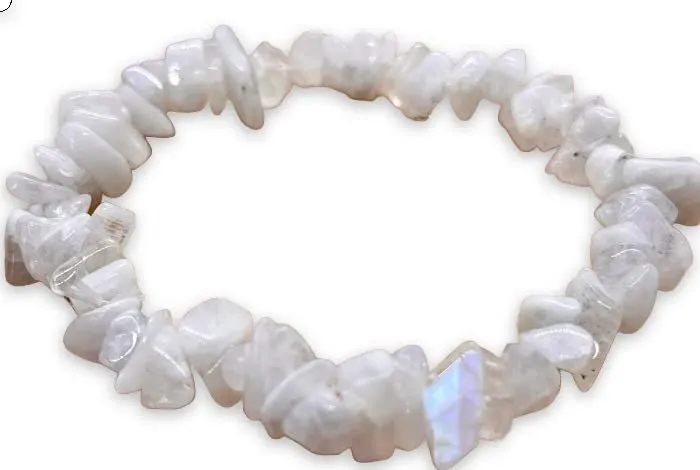 Bracciale chips braccialetto pietra vera naturale (PIETRA DI LUNA ADULARIA) - immagine 8