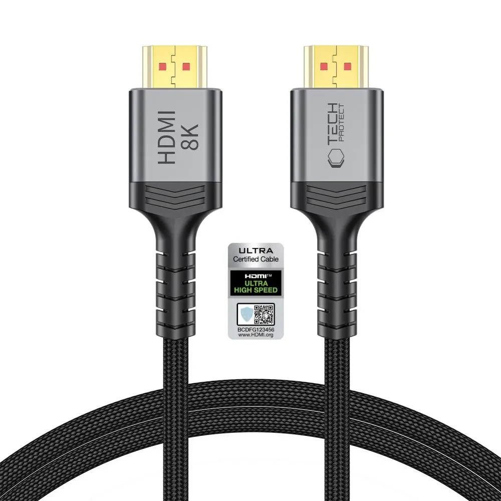 Cavo Video Tech-Protect Ultraboost 2, HDMI - HDMI, 8K, 1m, Nero - immagine 1