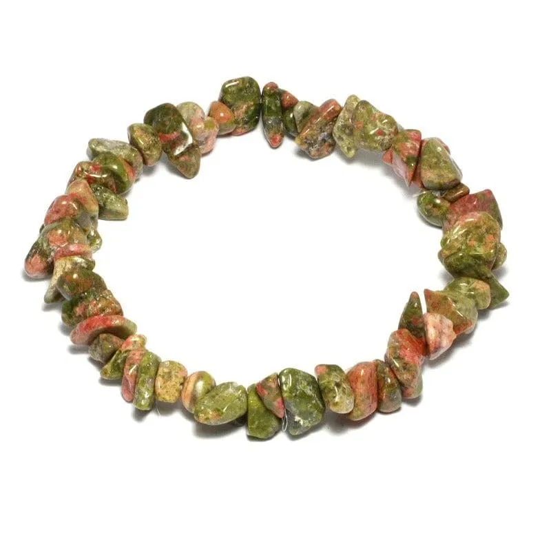 Generico Bracciale chips braccialetto pietra vera naturale (UNAKITE) - immagine 1