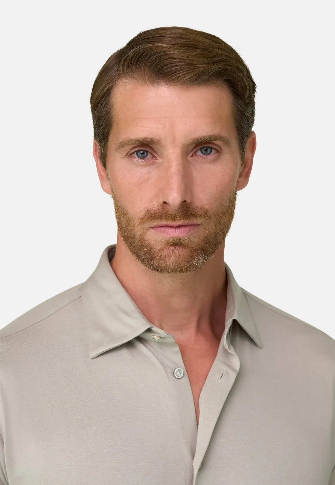 Boggi, Polo Camicia In Cotone E Seta Regular Fit, Uomo, Beige, Taglia: XXL - immagine 3