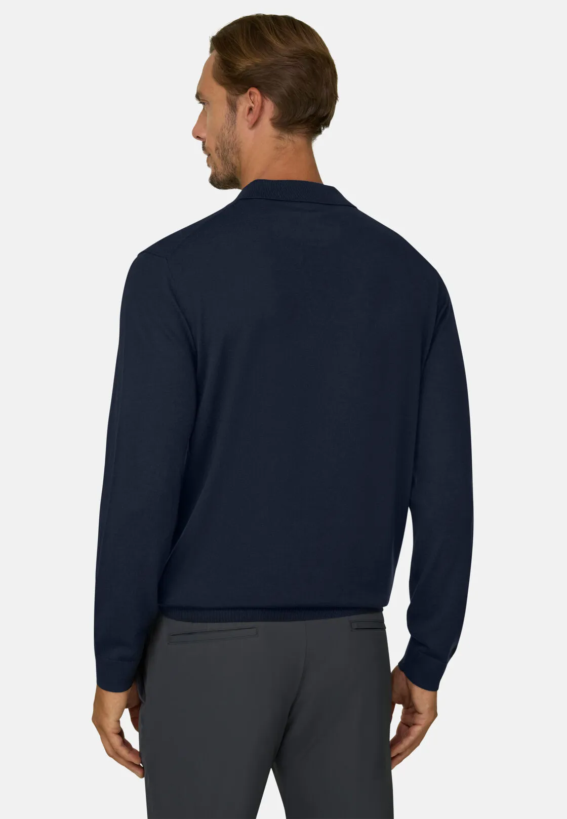 Boggi, Polo Di Maglia In Lana Merino Superfine, Uomo, Navy, Taglia: L - immagine 4