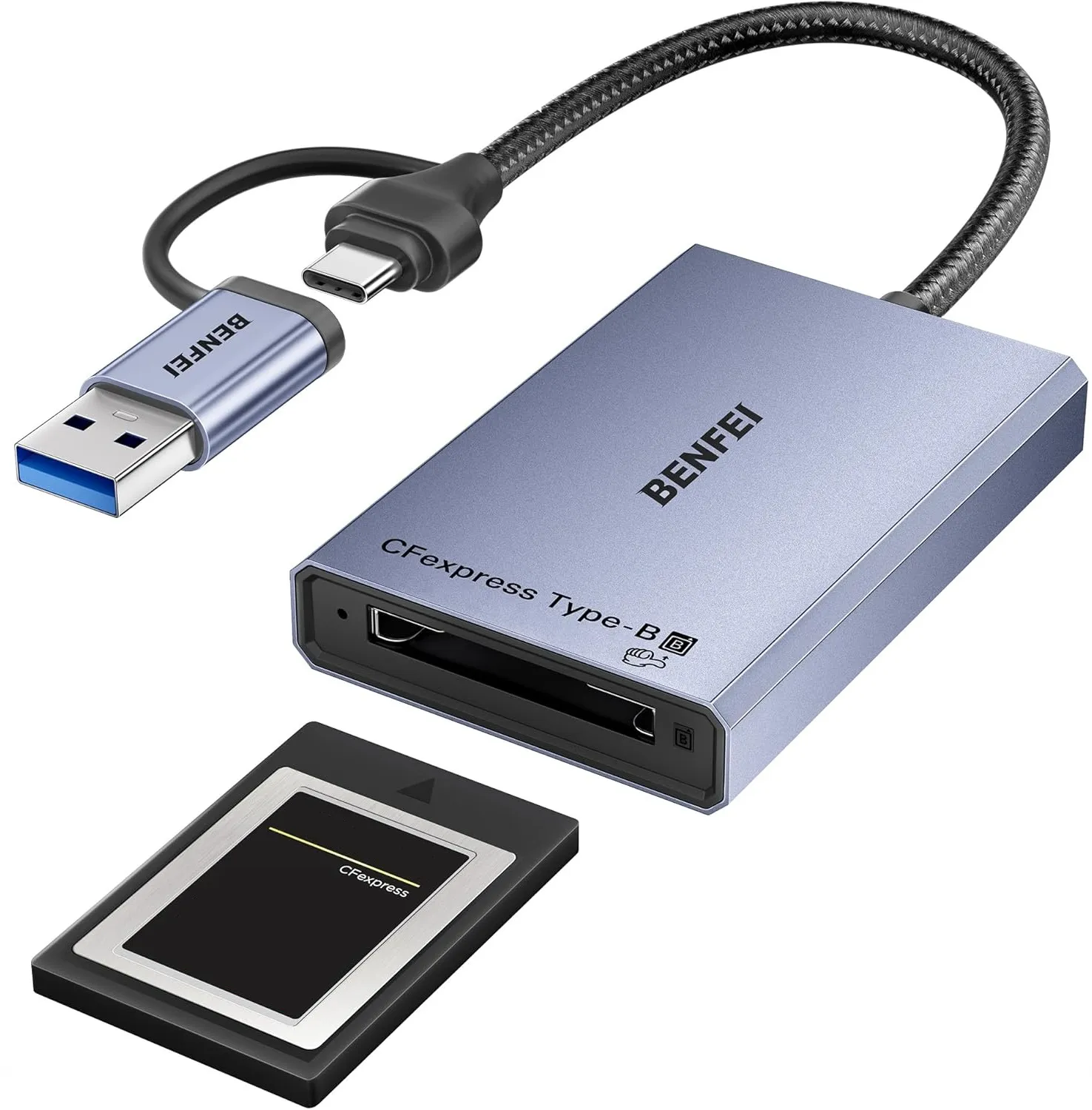 Lettore Schede USB 3.2 / USB-C Benfei, CFexpress B, Grigio - immagine 1