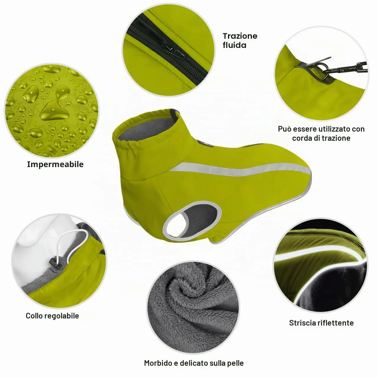 Idepet Cappotto per cani impermeabile Giacca invernale calda, Giacca per cani antivento Abbigliamento per cani Completo per cani di taglia piccola di taglia media con foro per imbracatura XL-6XL - immagine 6