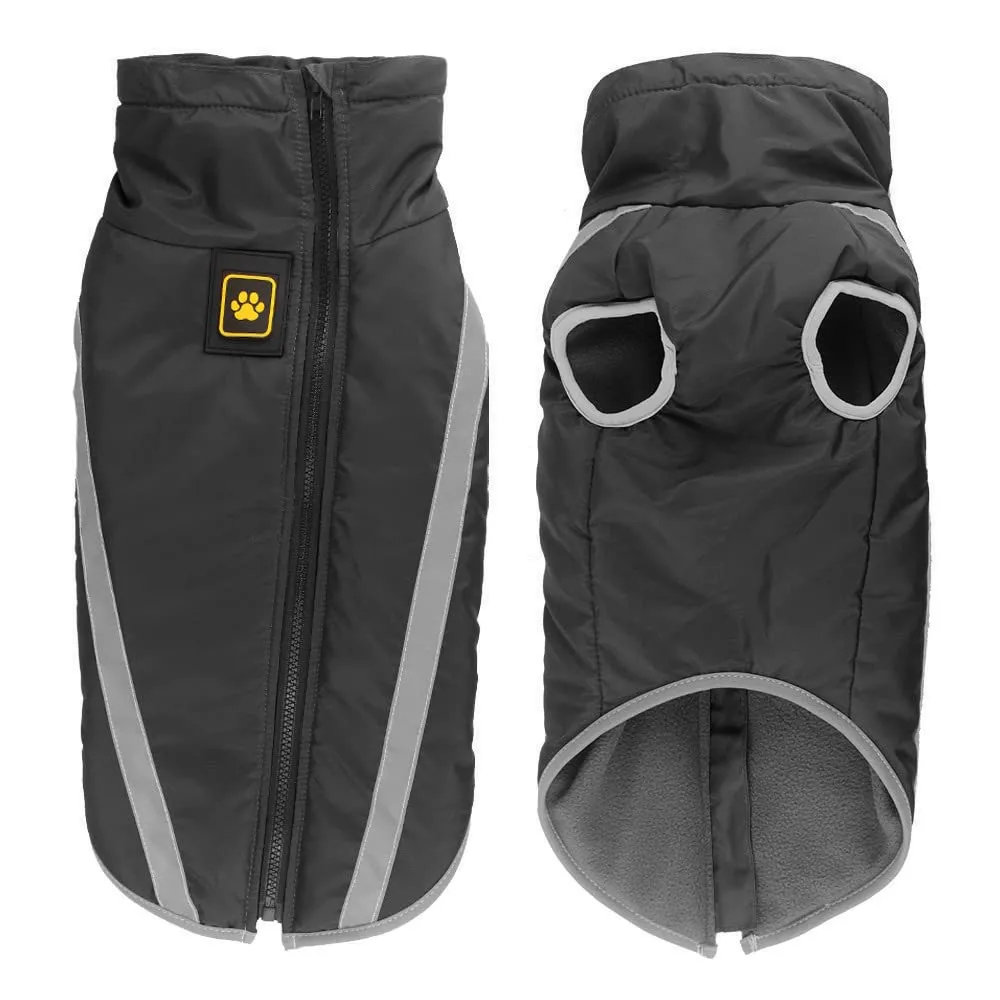 Idepet Cappotto impermeabile Giacca invernale calda antivento Abbigliamento per cani Completo per cani di taglia piccola/media con foro per imbracatura XL-6XL - immagine 1