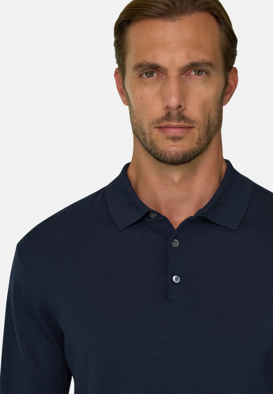 Boggi, Polo Di Maglia In Lana Merino Superfine, Uomo, Navy, Taglia: M - immagine 3