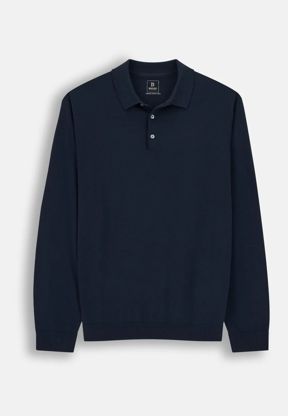 Boggi, Polo Di Maglia In Lana Merino Superfine, Uomo, Navy, Taglia: M - immagine 5