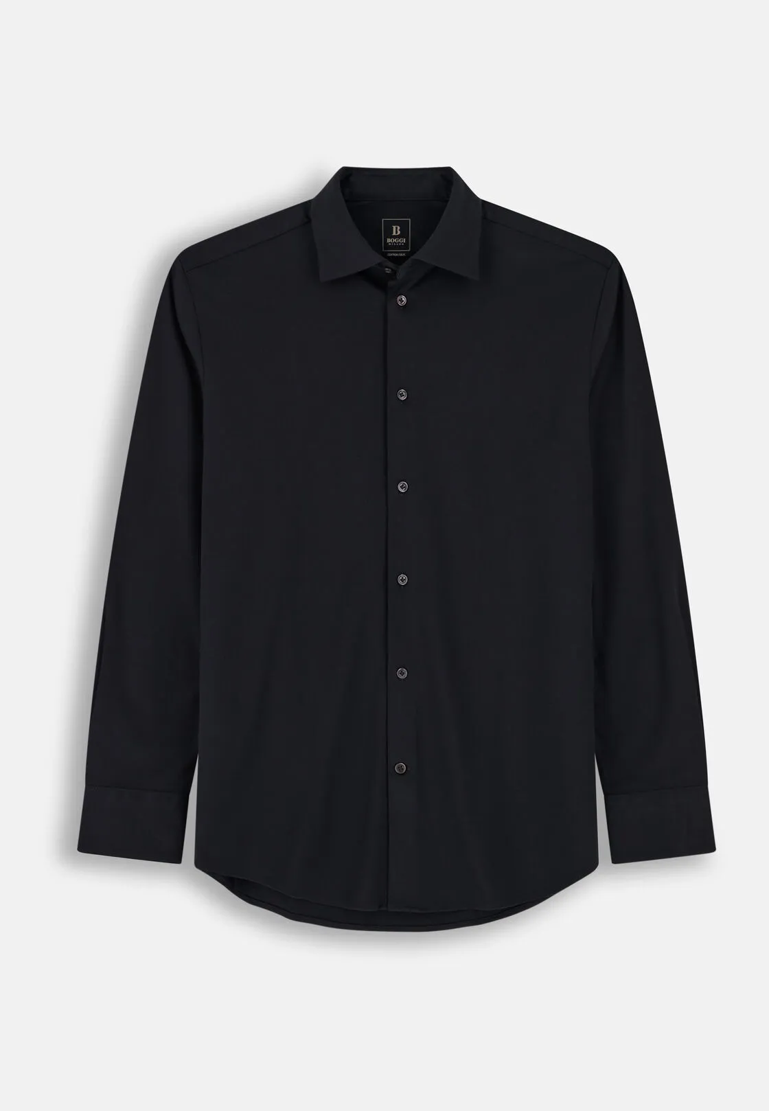 Boggi, Polo Camicia In Cotone E Seta Regular Fit, Uomo, Nero, Taglia: M - immagine 6