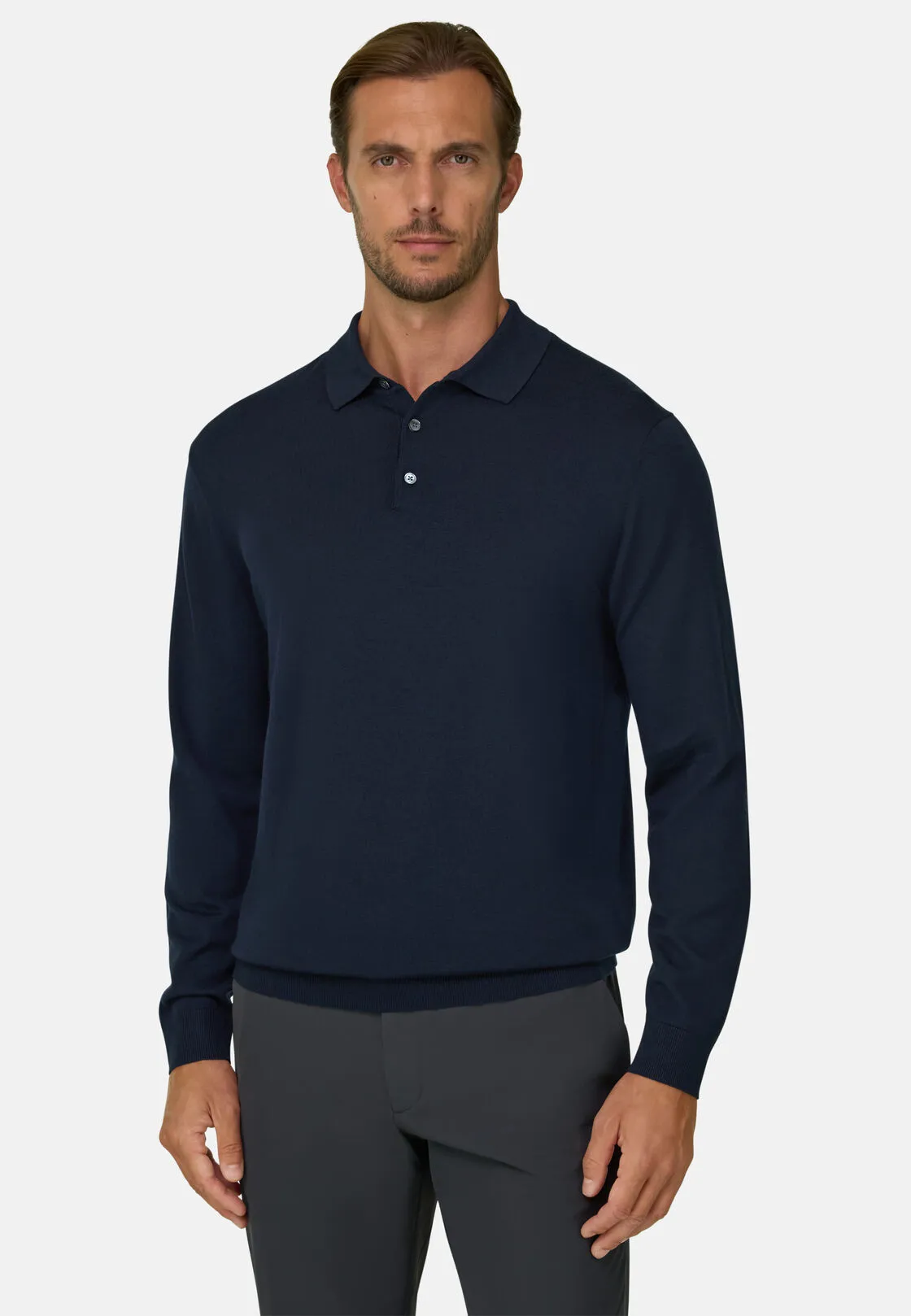 Boggi, Polo Di Maglia In Lana Merino Superfine, Uomo, Navy, Taglia: S - immagine 1