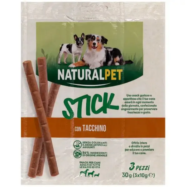 NaturalPet Stick per cani All Breeds 3x10 gr Tacchino - immagine 1