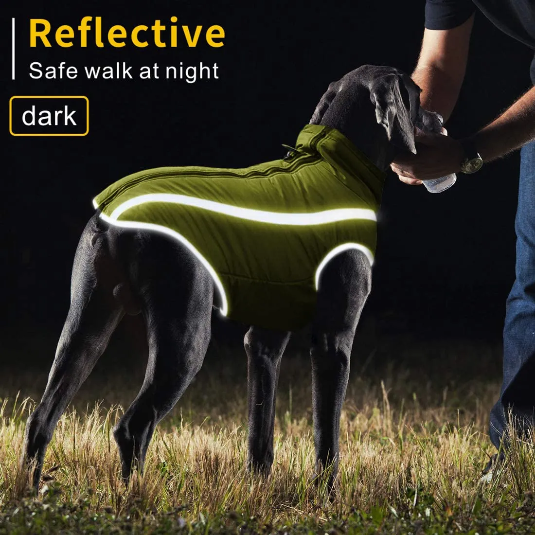 Idepet Cappotto per cani impermeabile Giacca invernale calda, Giacca per cani antivento Abbigliamento per cani Completo per cani di taglia piccola di taglia media con foro per imbracatura XL-6XL - immagine 7