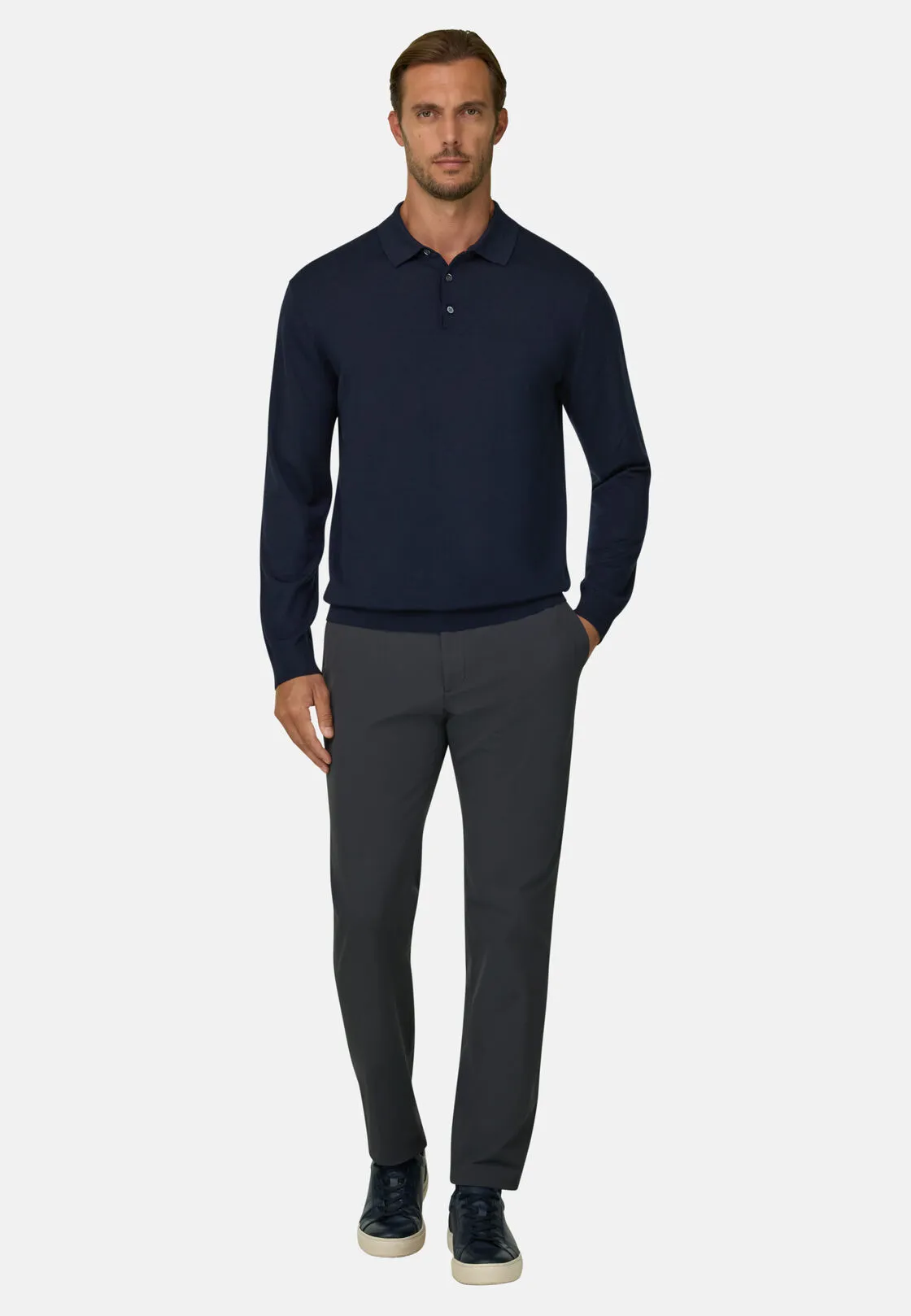 Boggi, Polo Di Maglia In Lana Merino Superfine, Uomo, Navy, Taglia: XL - immagine 2