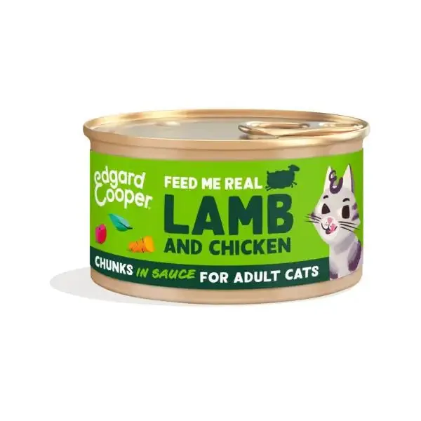 Edgard & Cooper Cat Adult Bocconcini in salsa Grain Free 85 gr Agnello e Pollo - confezione da 18 pezzi - Cibo umido per gatti - immagine 1
