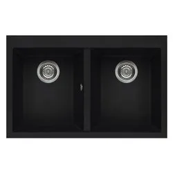 Lavello 2 vasche (79x50cm) QUADRA 350 Nero Satinato LKQ35086 - immagine 1
