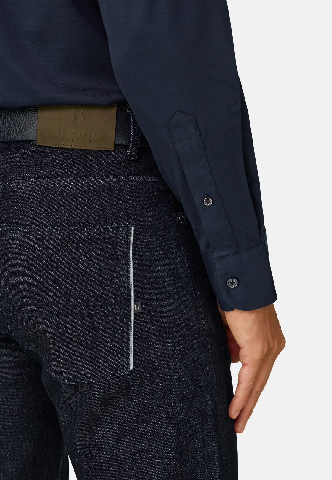 Boggi, Polo Camicia In Cotone E Seta Regular Fit, Uomo, Navy, Taglia: S - immagine 4