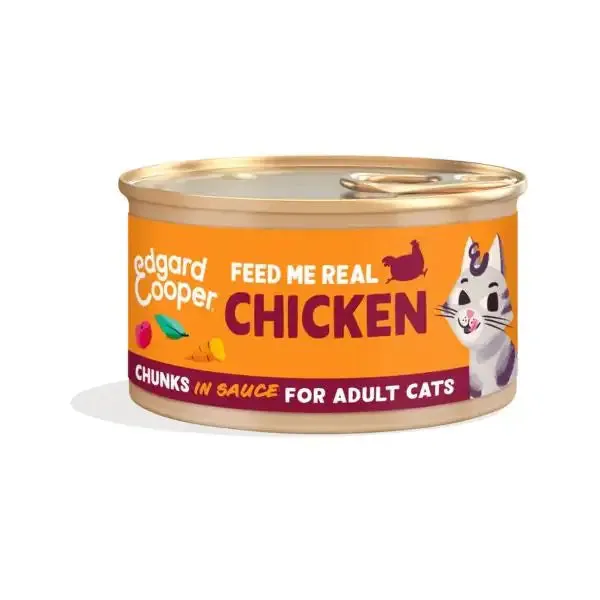 Edgard & Cooper Cat Adult Bocconcini in salsa Grain Free 85 gr Pollo - confezione da 18 pezzi - Cibo umido per gatti - immagine 1