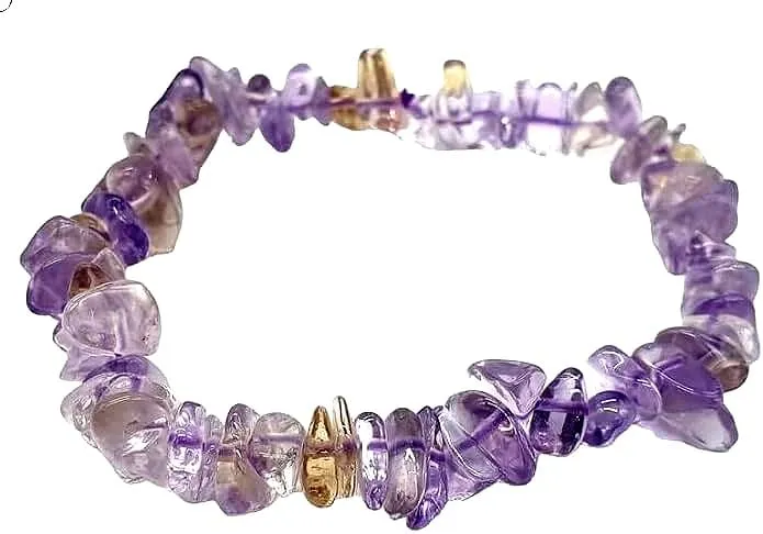 Generico Bracciale chips braccialetto pietra vera naturale (AMETRINO) - immagine 1