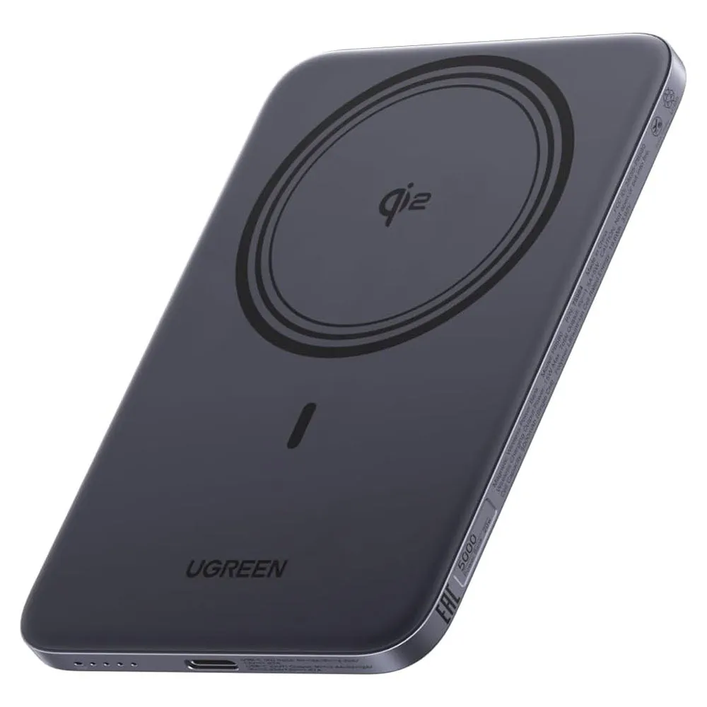 Batteria Esterna Wireless UGREEN PB580 (75984B), 5000mAh, 20W, PD + FQI, 1 x QI - 1 x USB-C, Grigio - immagine 1