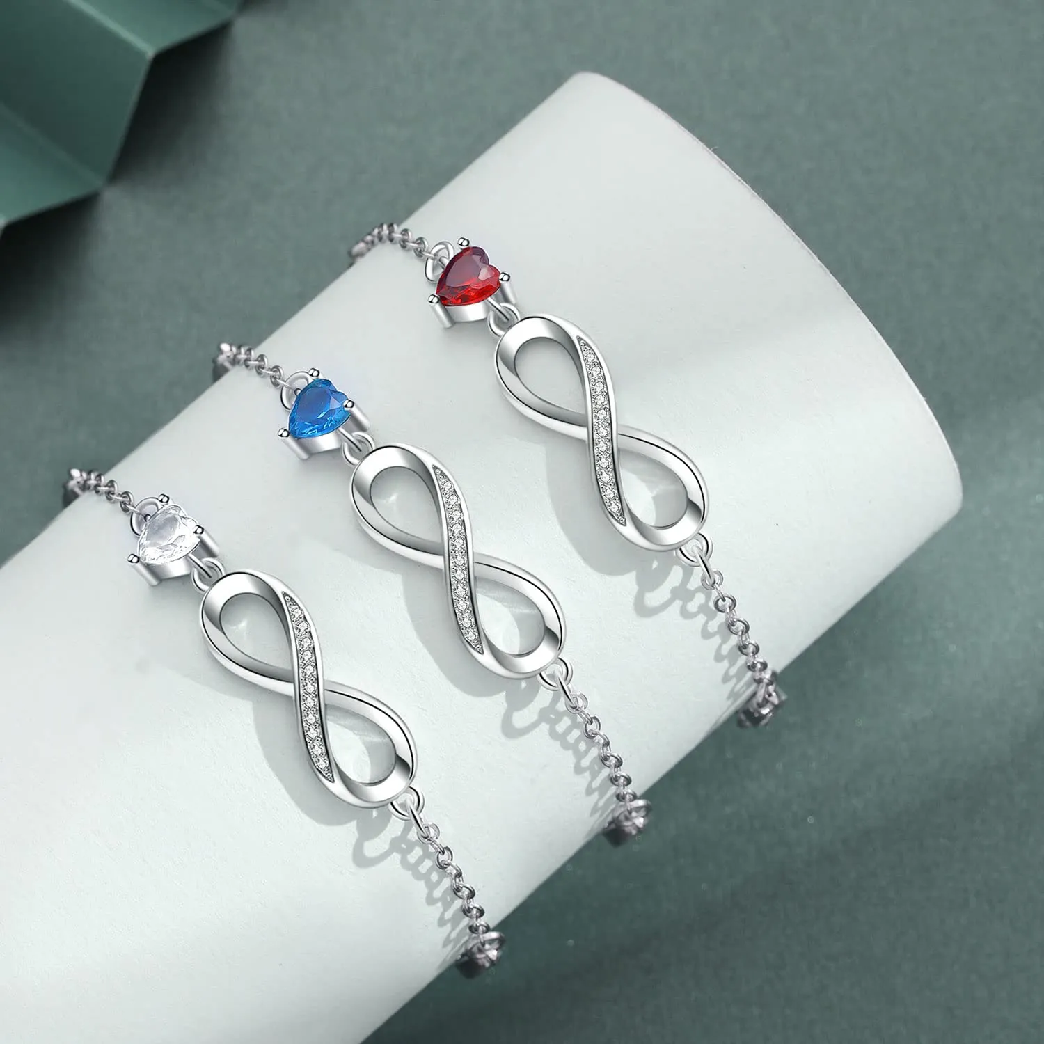Tusuzik Bracciale Argento 925 Donna Infinito con Cuore Zirconi - immagine 5