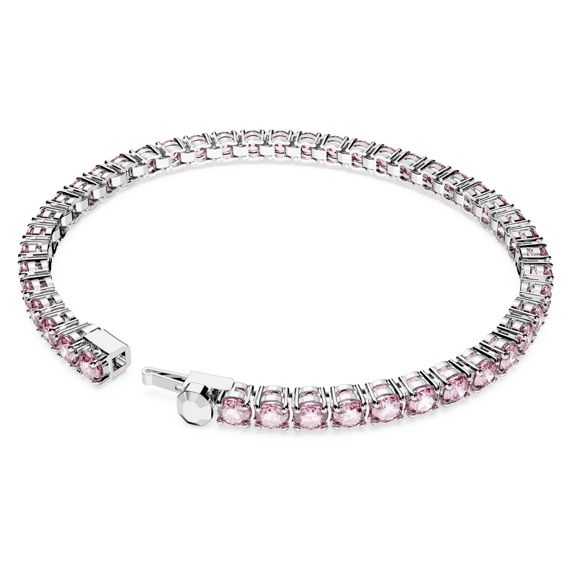 Swarovski Braccialetto Matrix Tennis, Taglio Round, Rosa, Placcato rodio - immagine 4