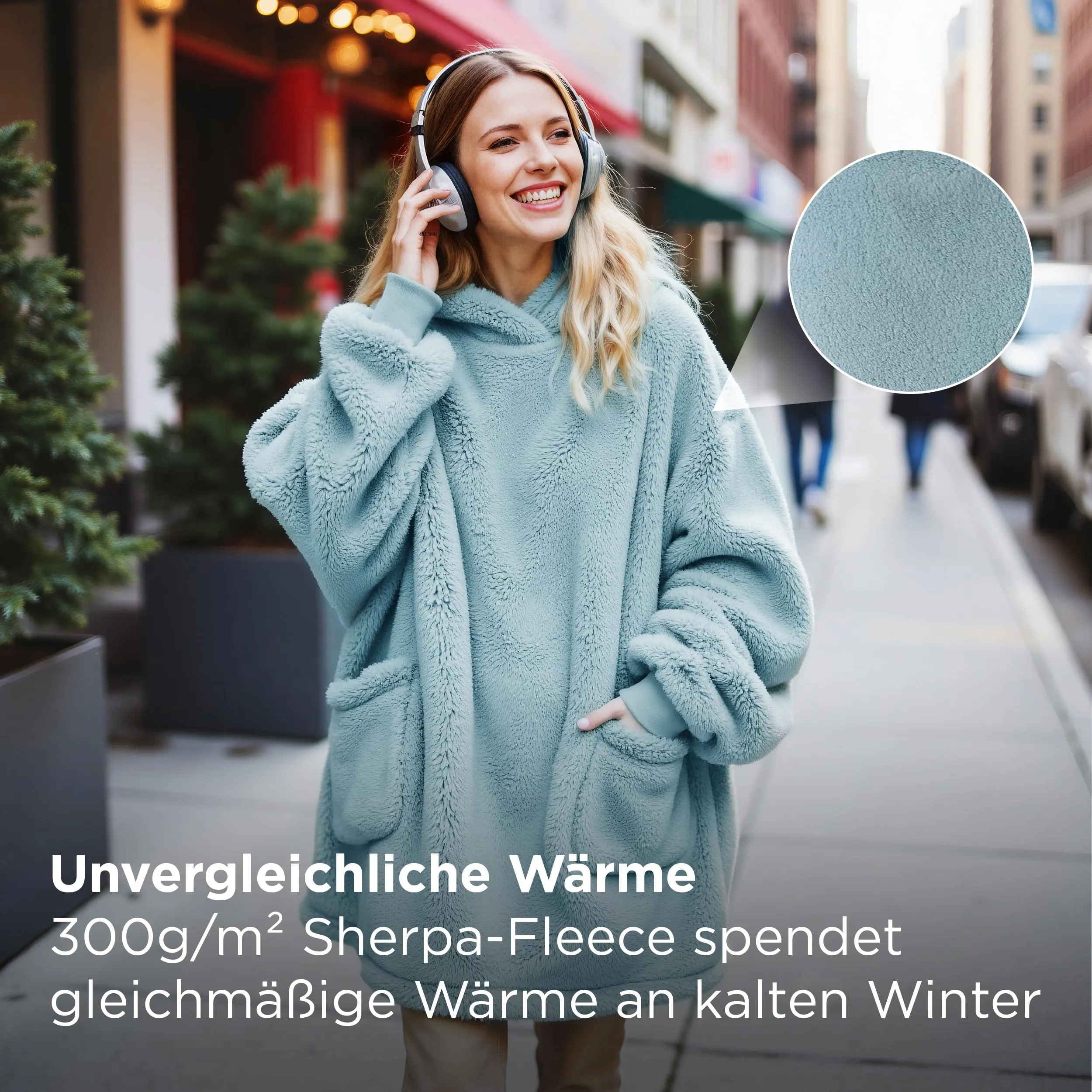 Short velvet wearable blanket Gray Mis tOversize - immagine 3