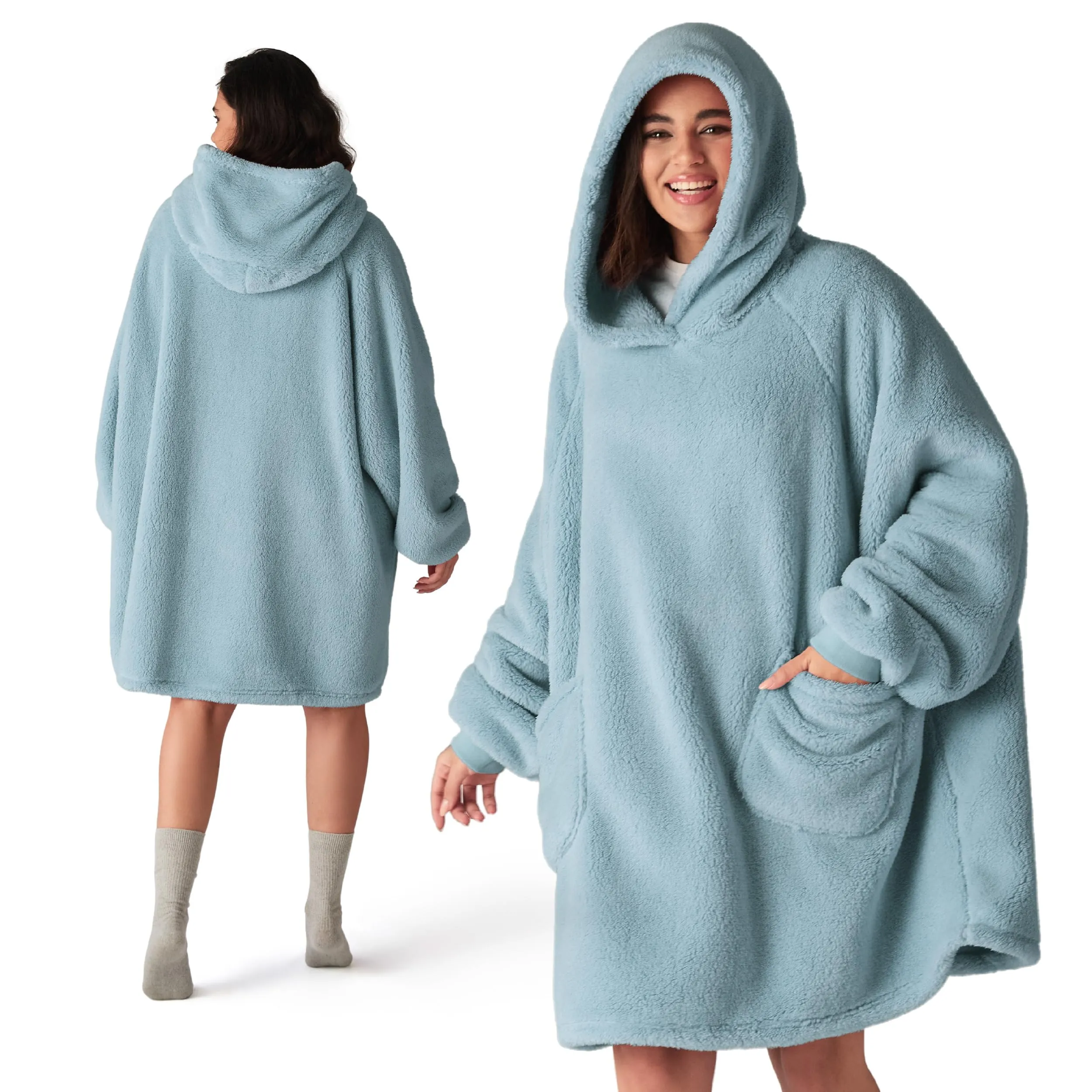 Short velvet wearable blanket Gray Mist Standard - immagine 1
