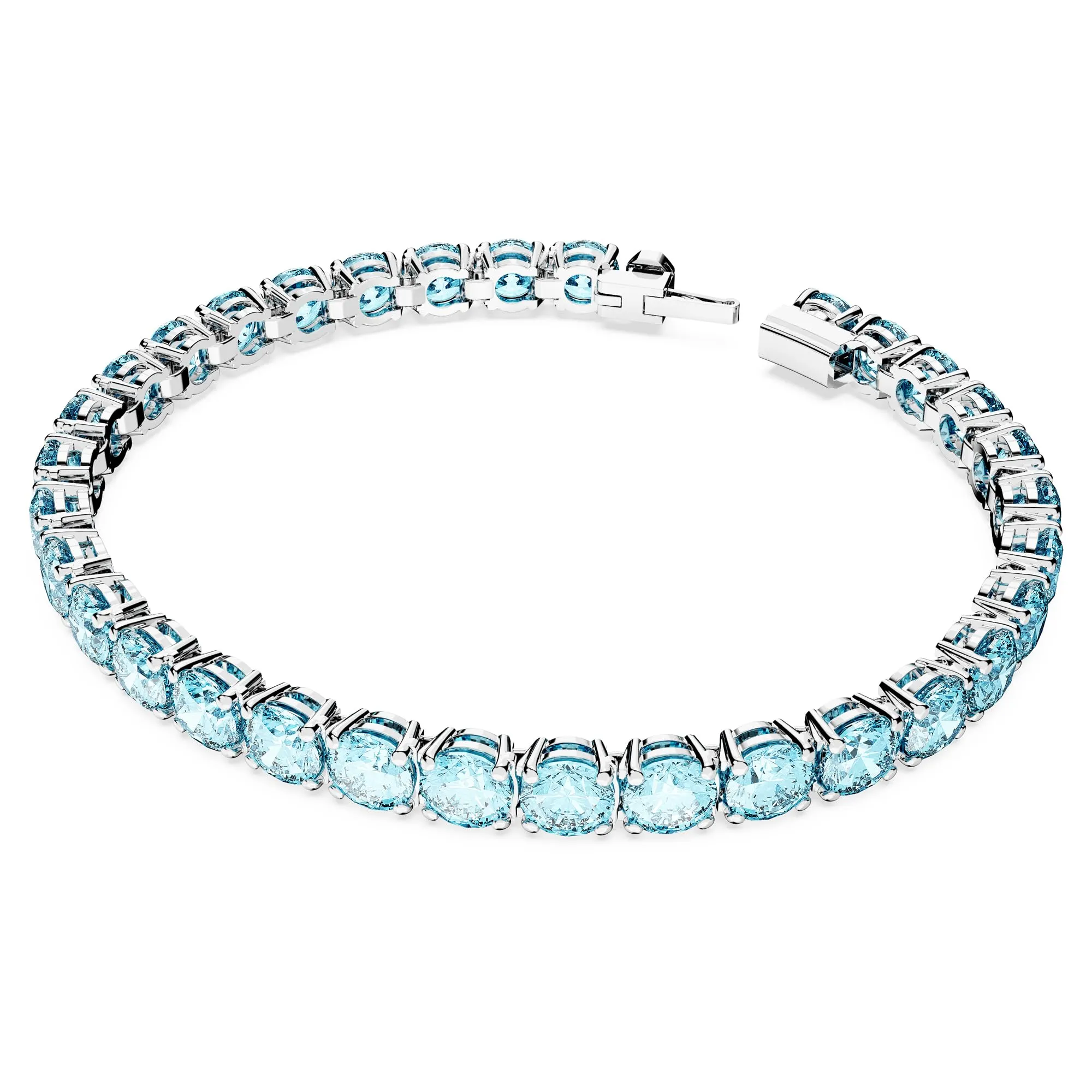 Swarovski Braccialetto Matrix Tennis, Taglio Round, Blu, Placcato rodio - immagine 2