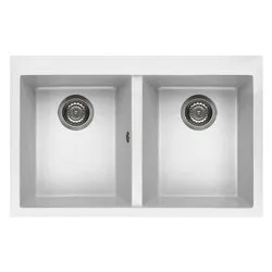 Lavello 2 vasche (79x50cm) QUADRA 350 Bianco Opaco LGQ35068 - immagine 1