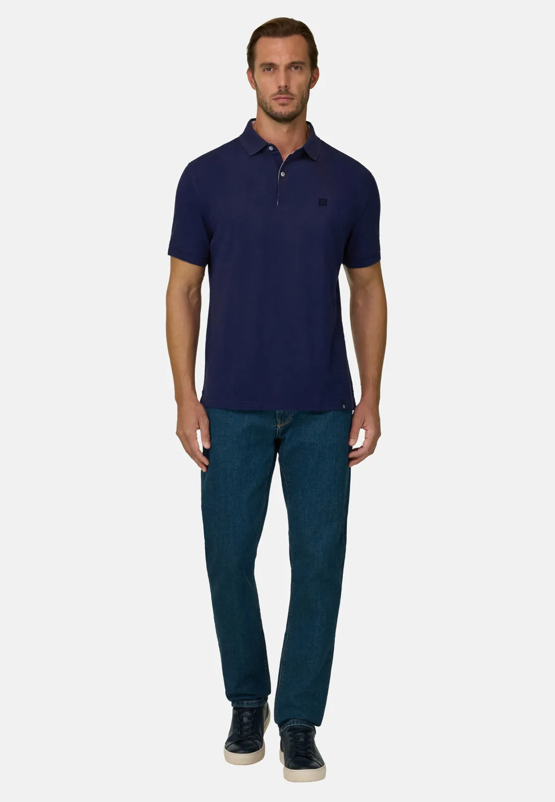 Boggi, Polo In Pique Di Cotone Regular Fit, Donna, Navy, Taglia: XL - immagine 2