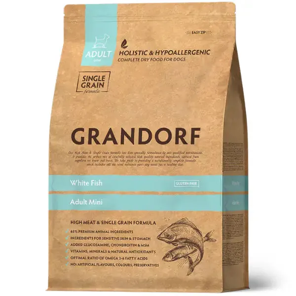 Grandorf Dog Adult Mini Hypoallergenic Pesce bianco 3 kg (scadenza: 18/02/2027) - Croccantini per cani - immagine 1