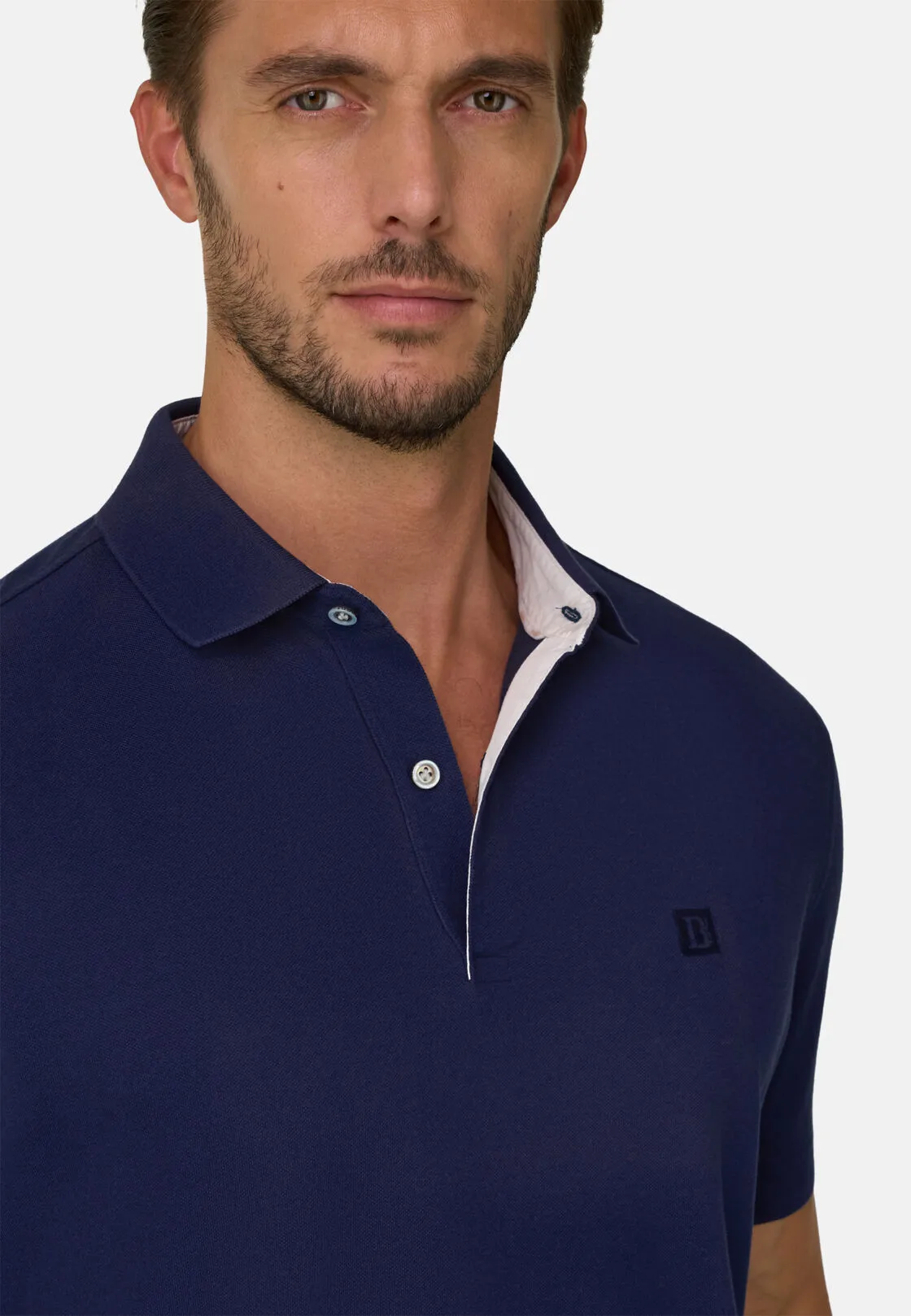 Boggi, Polo In Pique Di Cotone Regular Fit, Donna, Navy, Taglia: XXXL - immagine 3