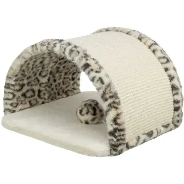 Ponte tiragraffi Leo in peluche e juta con pallina integrata Trixie Beige leopardato Misura 38x25x38 cm - Tiragraffi gatto - immagine 1