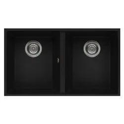Lavello 2 vasche (76x43,5cm) QUADRA 350 SOTTOTOP Nero Opaco LGQ35040BSO - immagine 1