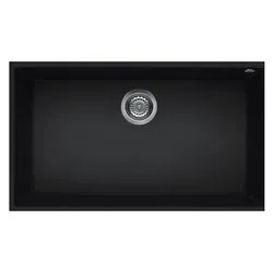 Lavello 1 vasca (76x44cm) QUADRA 130 SOTTOTOP Nero Satinato LKQ13086BSO - immagine 1