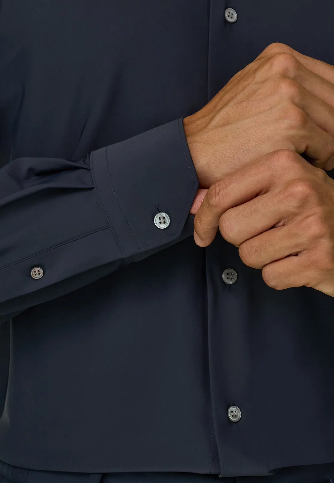 Boggi, Camicia In Nylon Elasticizzato Slim Fit, Donna, Navy, Taglia: L - immagine 4