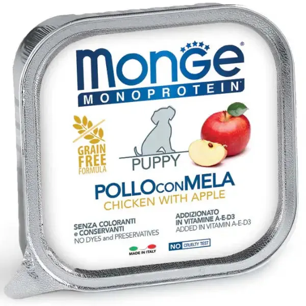 Monge Monoprotein Patè Puppy Grain Free 150 gr Pollo e mela - confezione da 6 pezzi - Umido monoproteico cane - immagine 1
