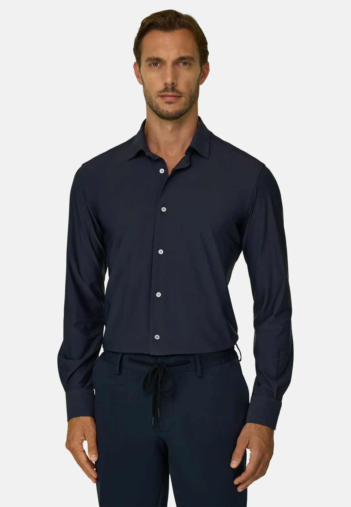 Boggi, Camicia In Nylon Elasticizzato Slim Fit, Donna, Navy, Taglia: S - immagine 1