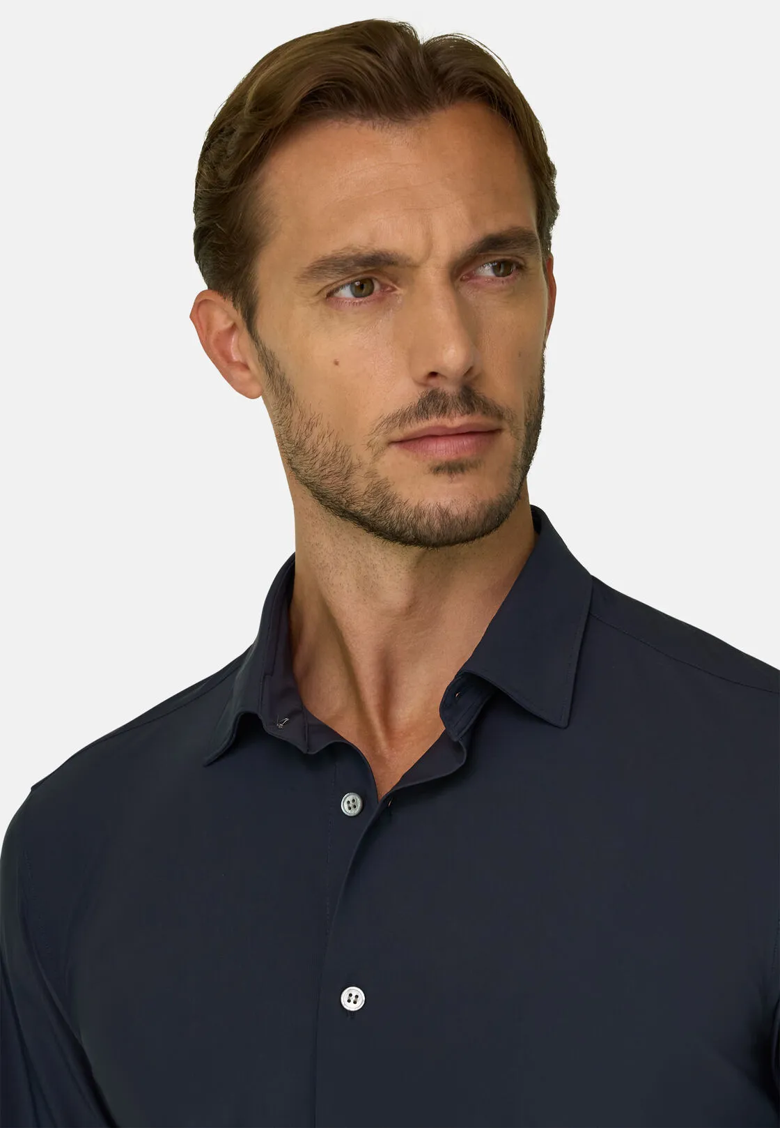 Boggi, Camicia In Nylon Elasticizzato Slim Fit, Donna, Navy, Taglia: S - immagine 3