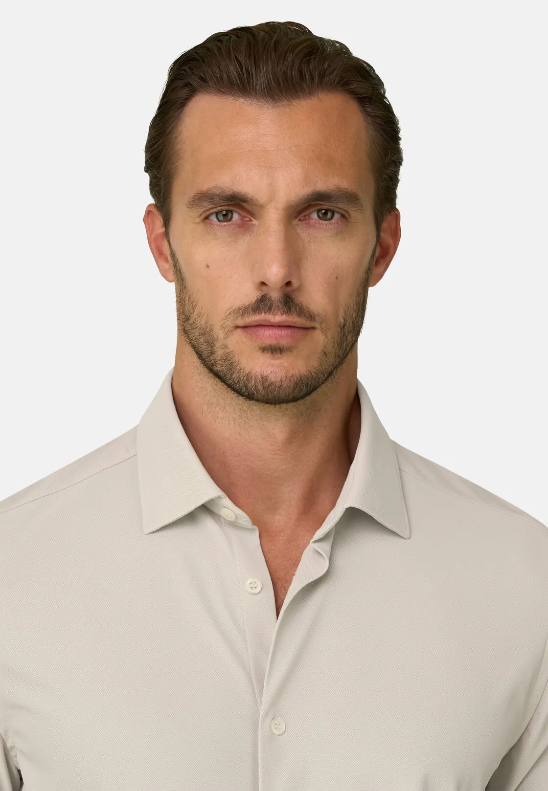Boggi, Camicia In Nylon Elasticizzato B Tech Slim Fit, Uomo, Beige, Taglia: M - immagine 4