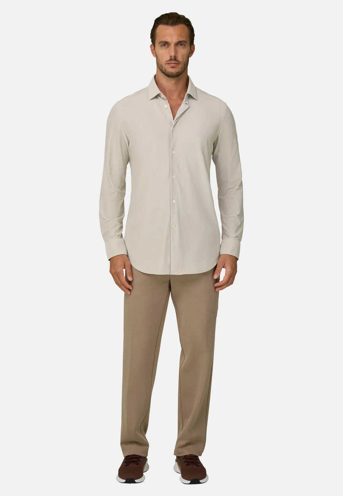 Boggi, Camicia In Nylon Elasticizzato B Tech Slim Fit, Uomo, Beige, Taglia: S - immagine 2